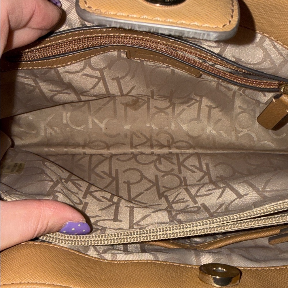 Calvin Klein Tan Beige Monogram Tote - Picture 4 of 10